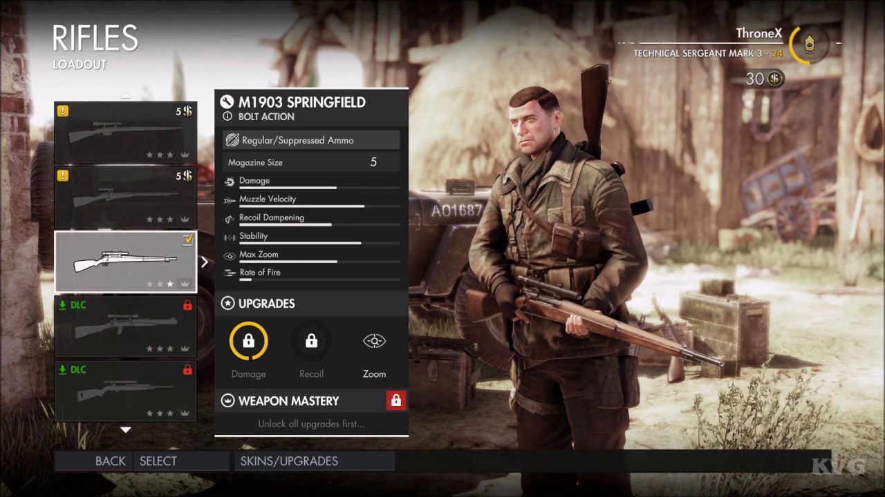 sniper elite 4 weapons list
